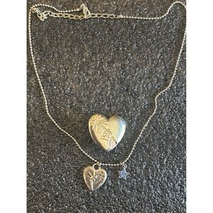 Disney Tinkerbell Necklace with Heart Charm & Fantasia wand pin Kids Jewelry set